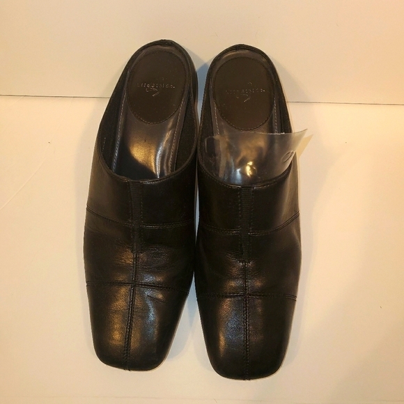 LIFESTRIDE BLACK LEATHER OPENBACK SLIDES SIZE 7 - Picture 2 of 15